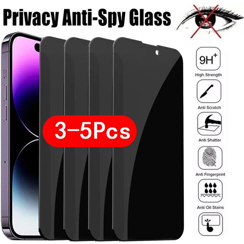 5Pcs Privacy Screen Protectors For iPhone 12 13 14 15 16 Pro Max 16Plus 13Mini 7 8 Plus SE2 SE3 Anti-spy Tempered Glass For IPhone 11 Pro XS MAX XR X
