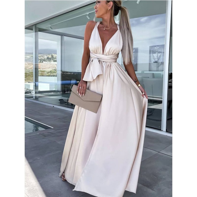 Women's Clothing New Sexy And Changeable Strappy Dress Ins Loose Casual Slit Dress