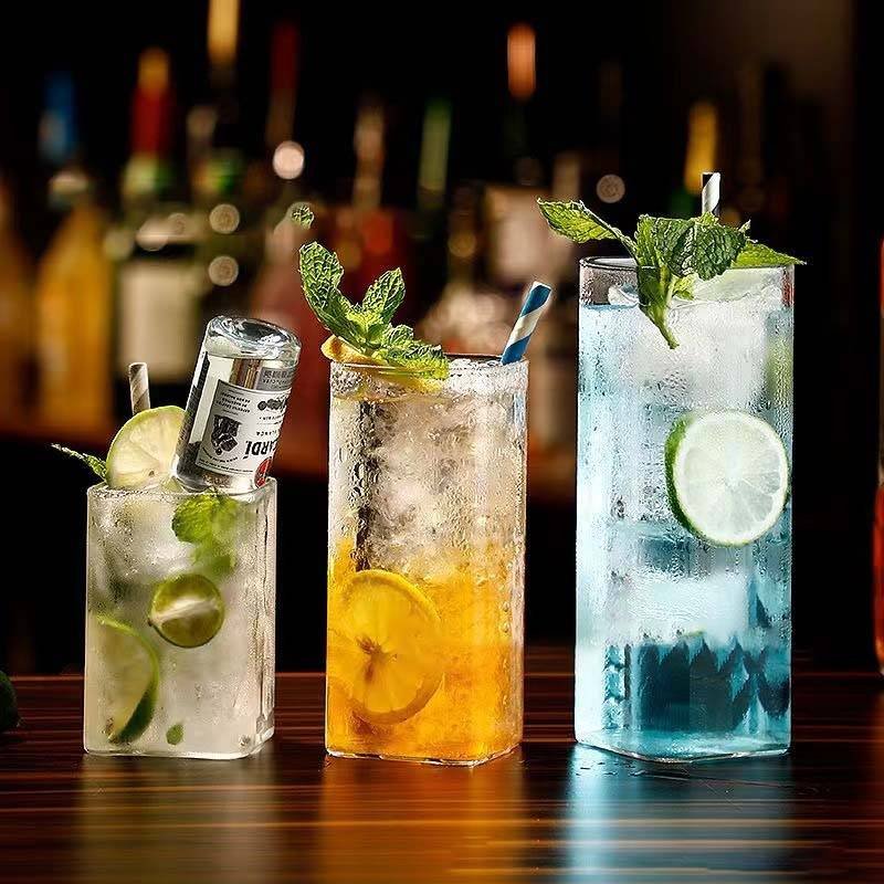 Easter‘s Day Drinkware Mojito Cocktail Glass Thin Bottom Straight Crystal High Wave Cup High Borosilicate Glass Heat Resistant Juice Drink Cup