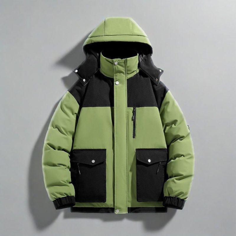 Unisex Winter Thermal Jacket For Couples - Waterproof Windproof Hooded Coat With Polyester Filling, Loose Fit Zip-Up Outdoor Parka