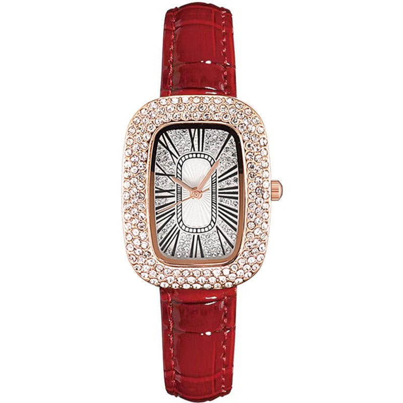 Nouvelle montre pour femme en cuir avec œuf de pigeon et strass Montre pour femme