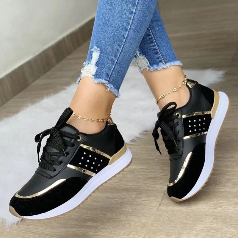 SHLIANG Women Platform Sneakers Casual Shoes Leather Sport Shoes Ladies Outdoor Running Plus Size Vulcanized Shoes Zapatillas Mujer SB005