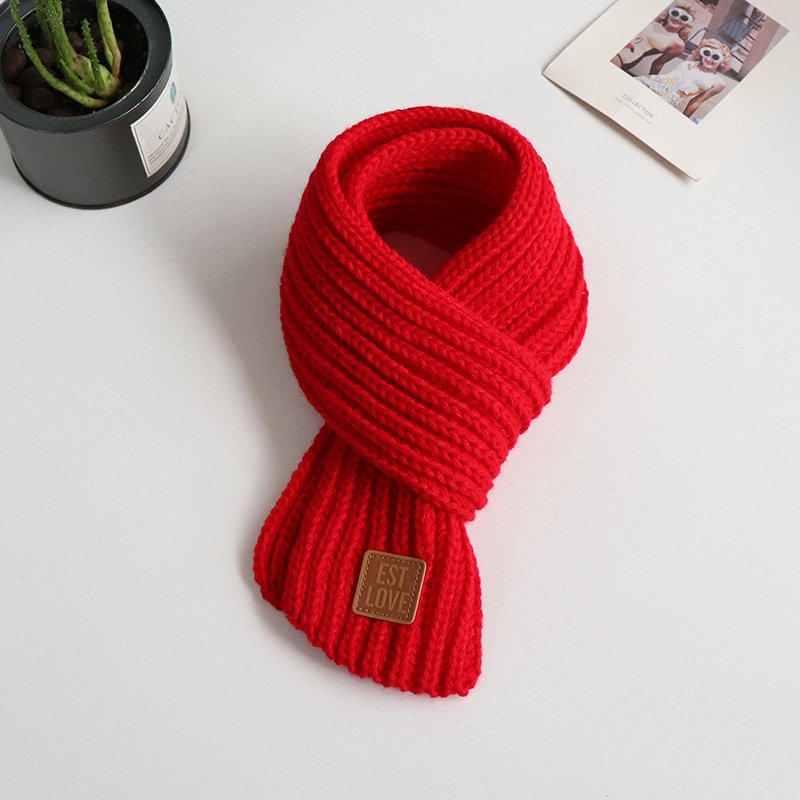 Cute Hundred Tower Trendy Children's solid color men and women can take cold warm thick section knitted scarf scarf