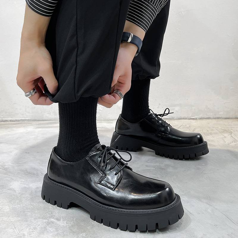 Autumn 2024 new youth round head British style low heel lace-up casual daily cargo shoes