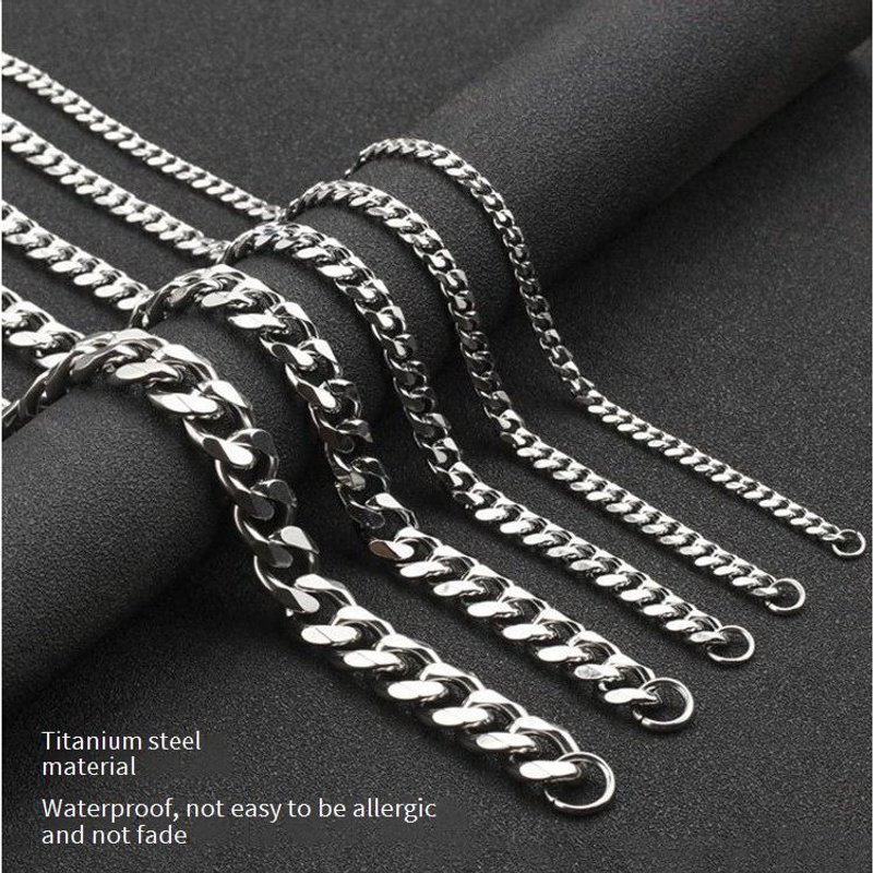 Necklaces Titanium Steel Necklace Cuban Chain Hip Hop Thick Style Domineering Chain Six Sided Wear Resistant Sweater Chain Cuban