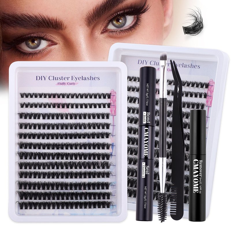 European and American cross border DIY segmented false eyelashes set 30D40D50D80D dense D curved single cluster eyelashes