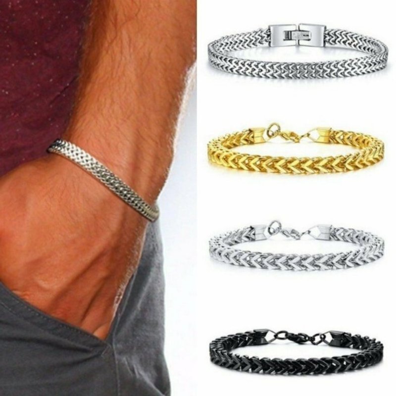 Bracelet homme en acier inoxydable, bijou personnalisé, cadeau, bracelet à breloques tricolore en option