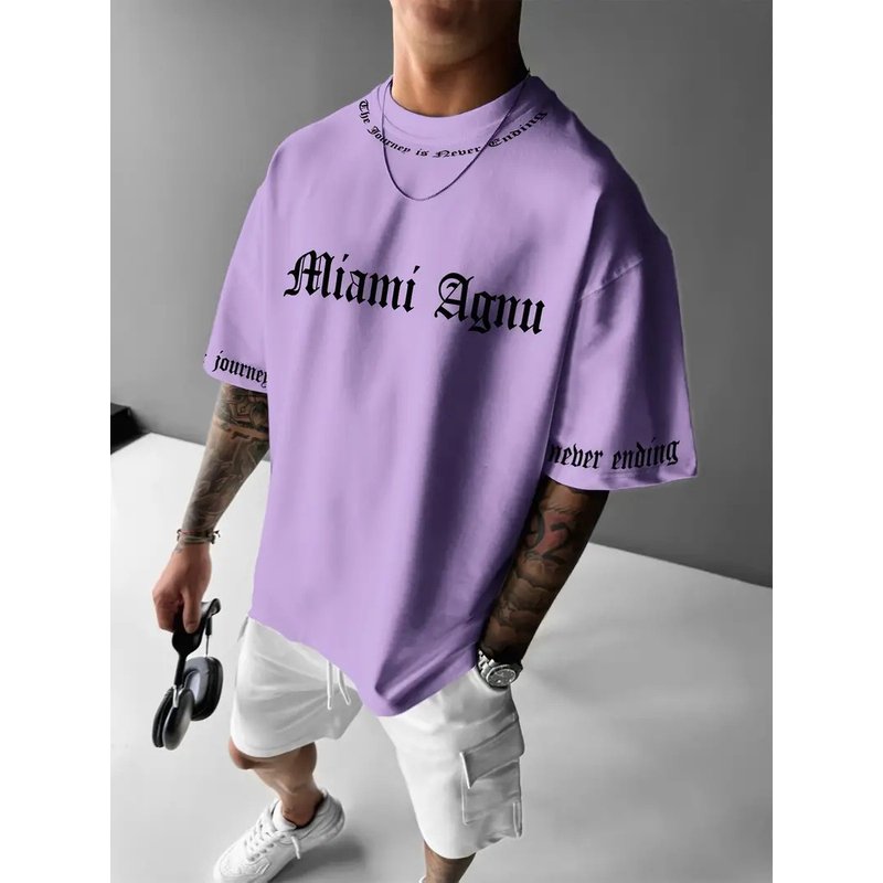 T-shirt d'été décontracté à manches courtes et col rond pour homme, vêtement ample et respirant, mode 2024, slogan simple, impression numérique 3D