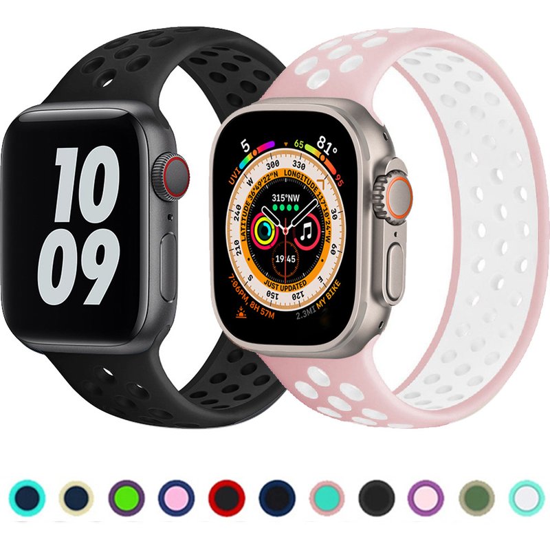 Silicone Solo Loop Strap for Apple Watch Ultra Band 45mm 49mm 44mm 41mm 40mm Breathe Elastic Bracelet IWatch Series 3 5 SE 6 7 8
