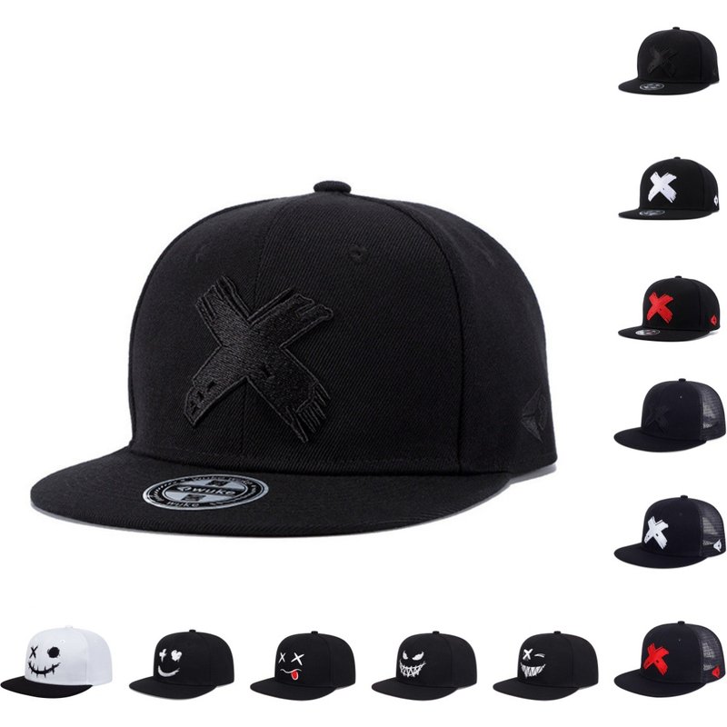 X letter flat brim baseball cap street fashion men and women fashion cap HipHop rap hip hop basketball cap