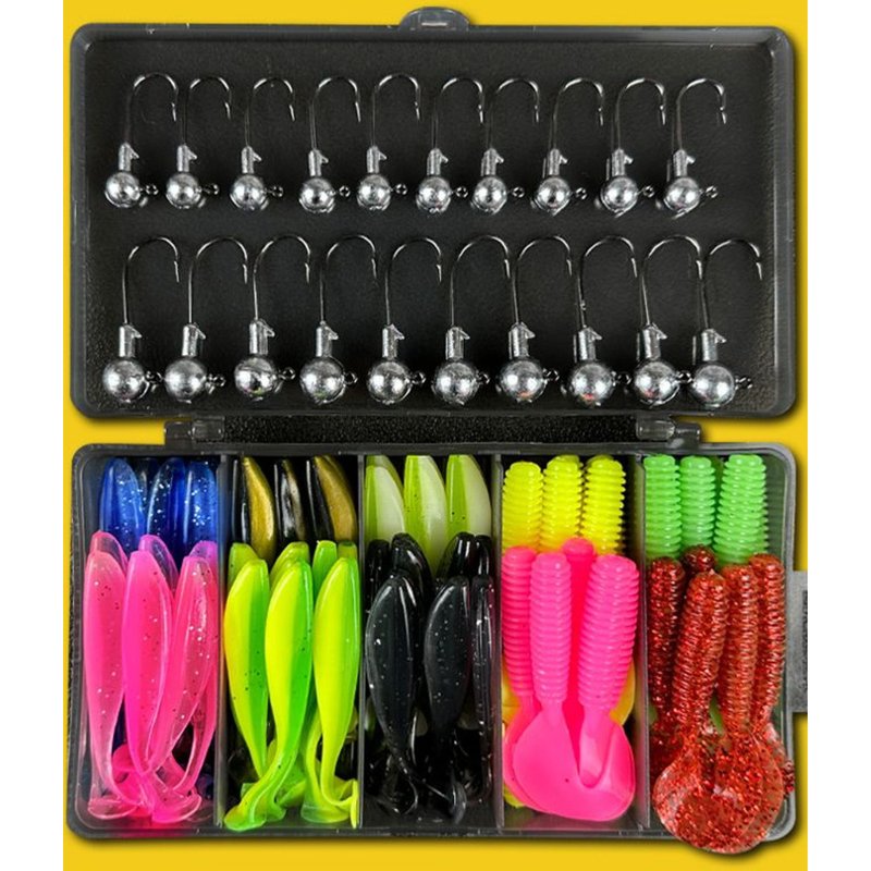 Luya Set Roll Tail Soft Long Throw Lead Head Hook T-Tail Fk Bait Sea Bass Bent Mouth Combination