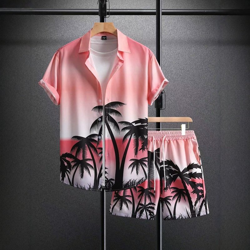 Men's Clothing New Hawaiian Floral Beach Shirt Men's Short Sleeved Summer 3D Printing Casual Loose Foreign Trade Cross Border Shirt Shorts