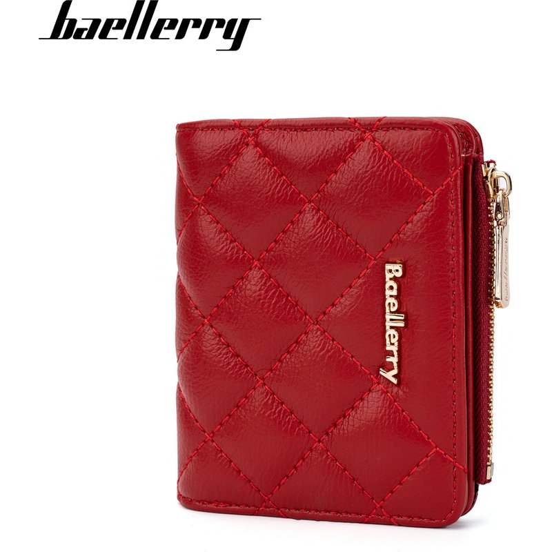 Baellerry new women's short wallet fashion quilted two-fold zipper coin purse PU wallet women