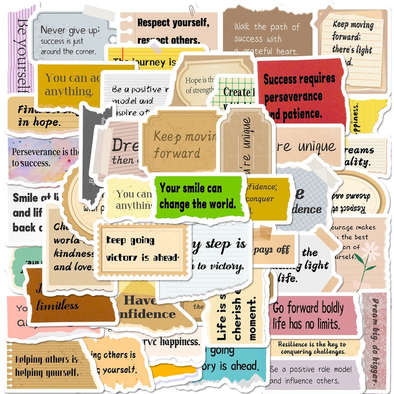 Stationery Sticker hand-torn text stickers special-shaped hand-torn inspirational text stickers INS wind English hand account stickers