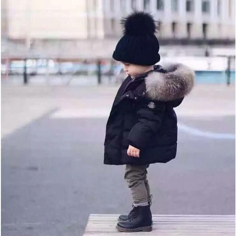Children's Clothing Small And Medium Sized Boys And Girls Cotton Jacket Fur Collar Cotton Coat Hand Stuffed Cotton Coat