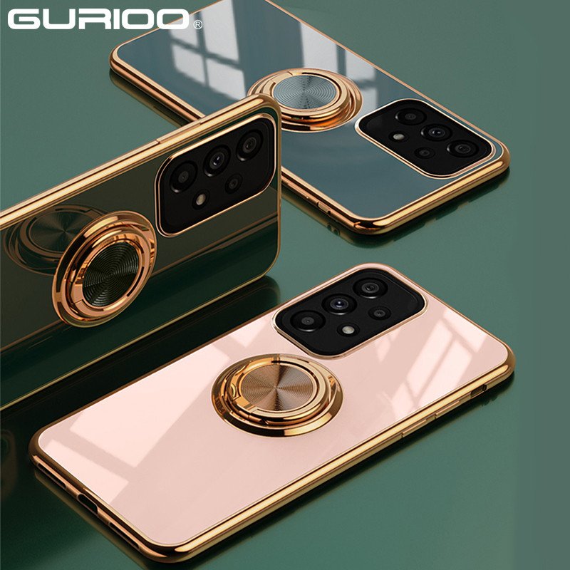 Plating Ring Holder Stand Case For Samsung Galaxy S22 S21 S20 FE S10 Plus Note 9 10 20 Ultra A32 A42 A52 A82 A33 A53 A73