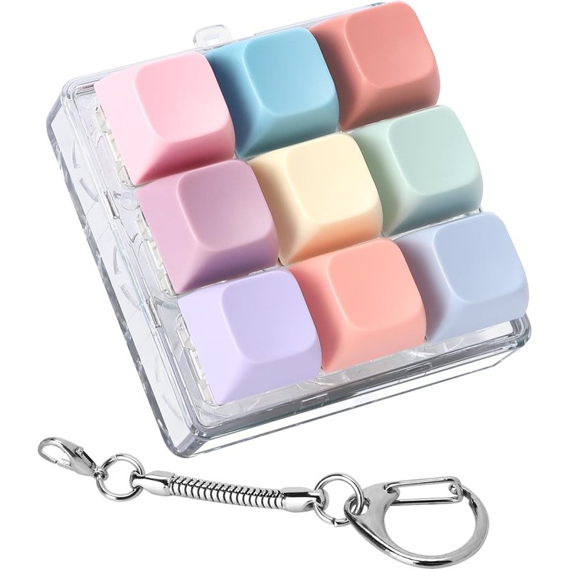 Keyboard Fidget Toy, Fidget Clicker Keyboard Fidget Keychain, Button Fidget Gifts For Adults To Relieve Stress And Pass Time (Colorful) (Style C)