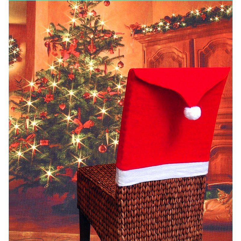 Christmas Red Non-woven Christmas Chair Set Christmas Table Decoration Christmas Hat Soft Feel