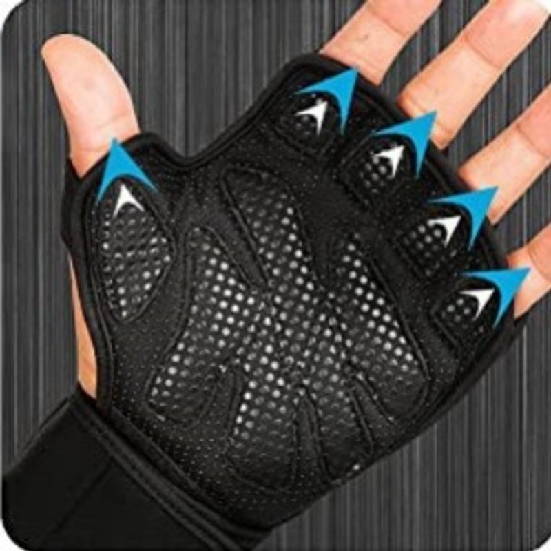 Sale Leather Thickened Silicone Cycling Fitness Weightlifting Half-Finger Gloves With Wrist Guard