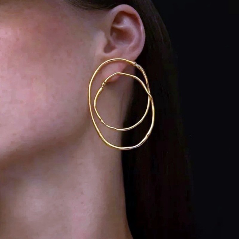 Oval Coil Geometric For Women, Light Niche Design, High-End Feel, Exaggerated And Bold Hoop Earrings