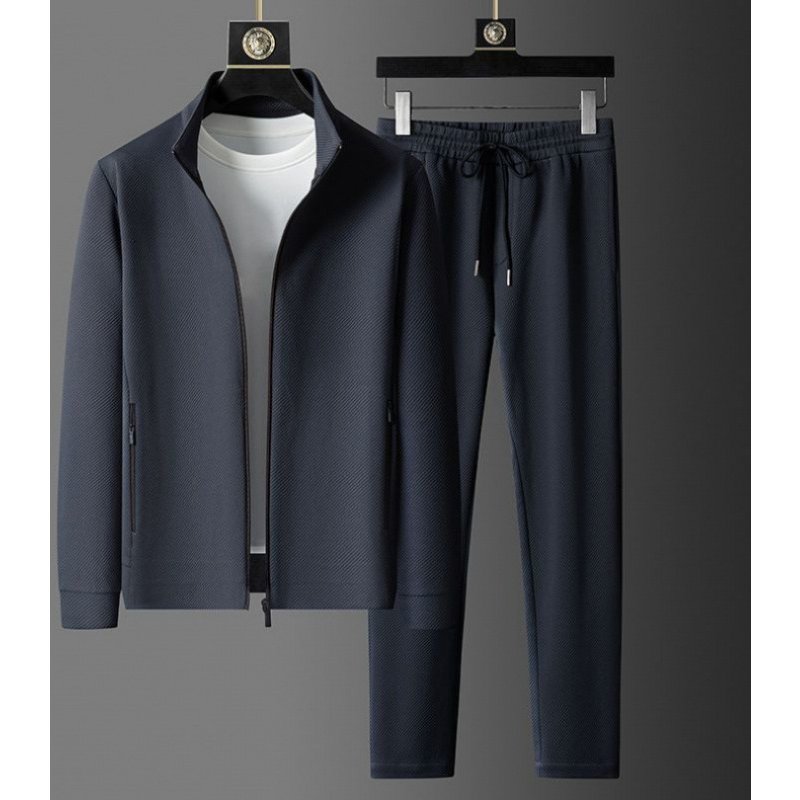 Spring And Autumn New Sportswear Suits Men's Casual Breathable High End Jacket Trousers Stand Collar Zipper Opening