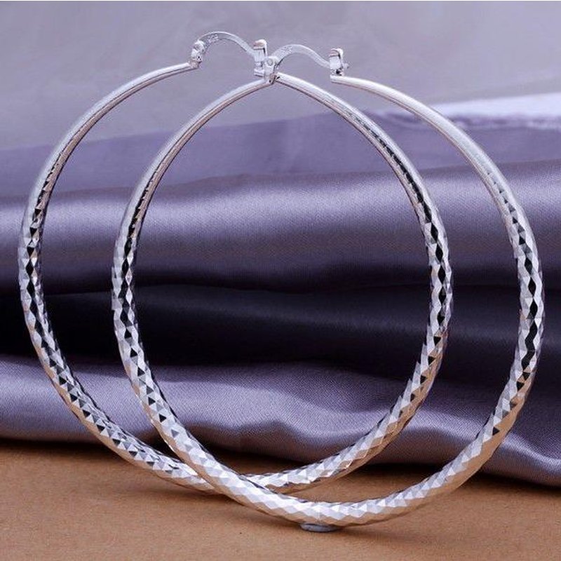 Hot Sales 925 Sterling Silver Pineapple Stripe Elegant Round 7CM Large Size Women Hoop Earrings Fashion Costume Jewelry Big Trendy Earring For Women