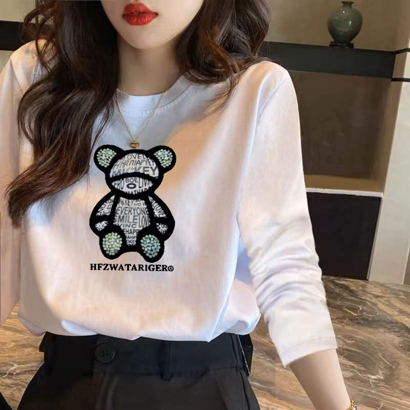 Women's Printed Round Neck Loose Long Sleeve T-shirt Top