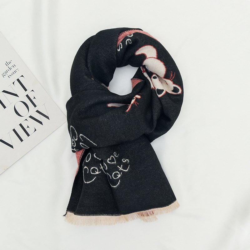 Kids'scarves Children's cashmere printed fringe shawl for both warm fashion