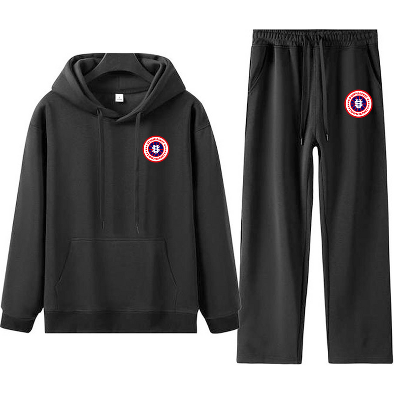 Ensemble sweat à capuche et jogging en polaire 300 g/m² pour homme - Vêtements streetwear épais avec broderie carte des États-Unis, tenue décontractée pour jeunes