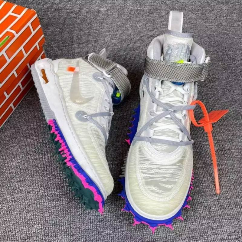 OFF-WHITE X Nike Air Force 1 SP Fabric Classic Casual Mid Top Board Shoes For Men And Women In White