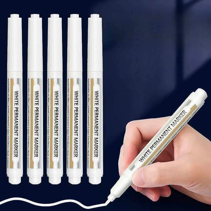 White marker pen plus thick oily pen ink quick drying waterproof white art highlight pen large capacity hook pen