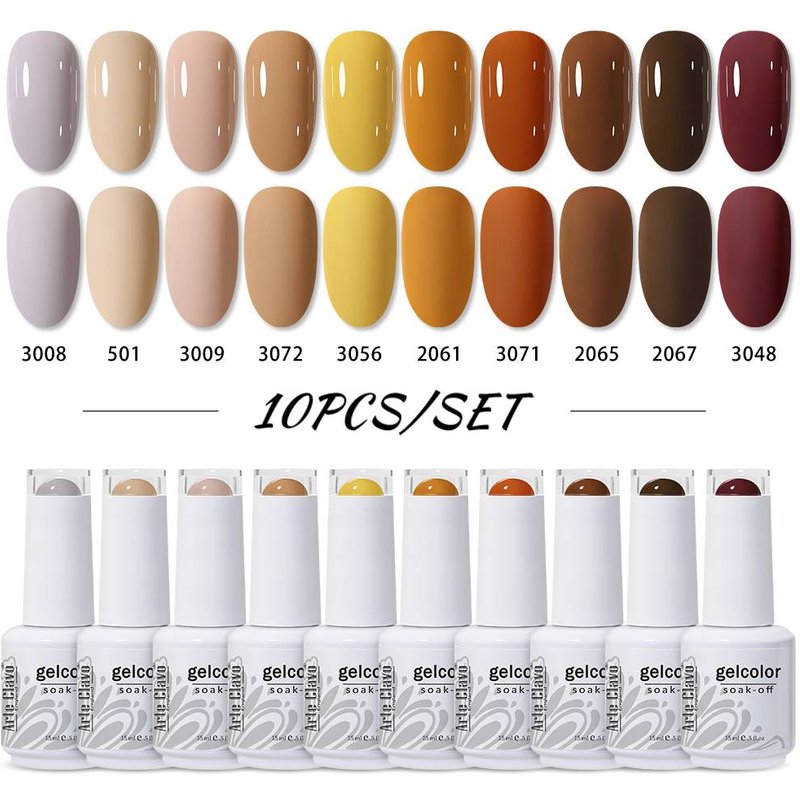 Arte Clavo 15ml Brown Color Gel Nail Polish Set Long Lasting Semi Permanent UV LED Gel Polish Nail Art Soak Off Painting Varnish