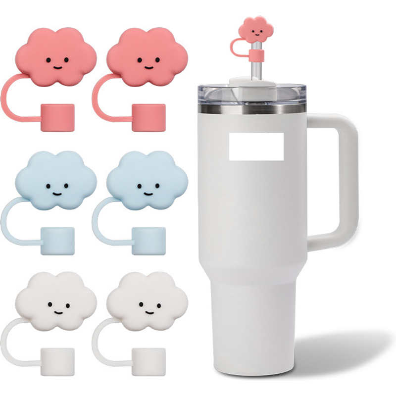 Silicone Straw Cap Flower Cartoon White Cloud Cup Straw Protective Cover Dust Plug 10 Mm