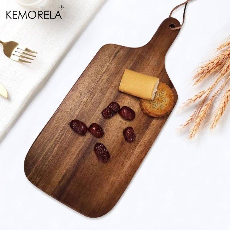 Acacia Wooden Chopping Blocks Kitchen Cutting Board Pizza Bread Fruit Sushi Tray Hangable Screative Kitchen Tool