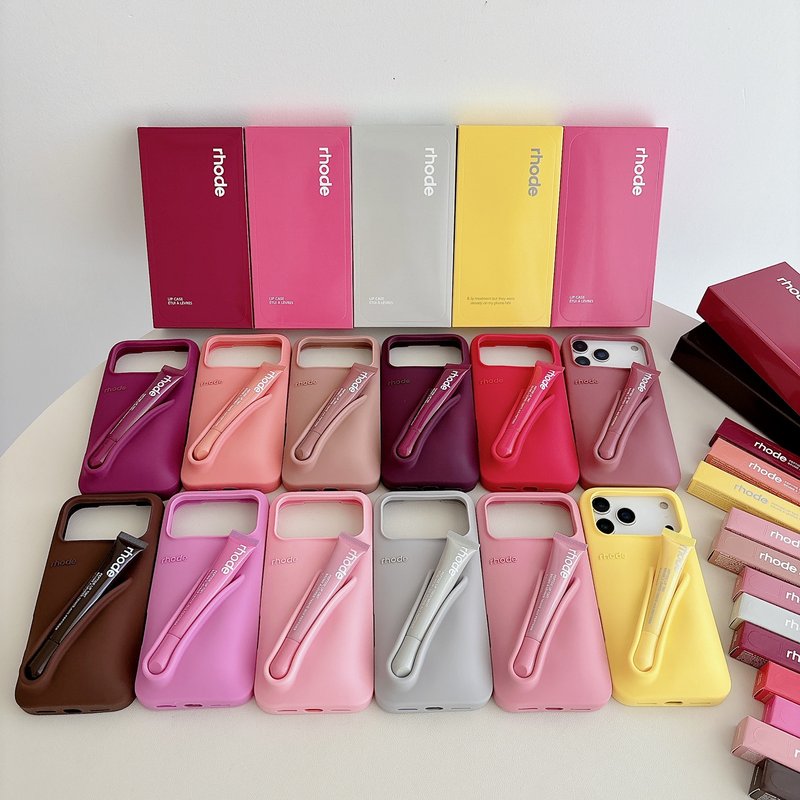 Hailey Style Silicone IPhone 15 IP 14 Phone Case 13 3D 17 Lip Gloss Three-Piece Set