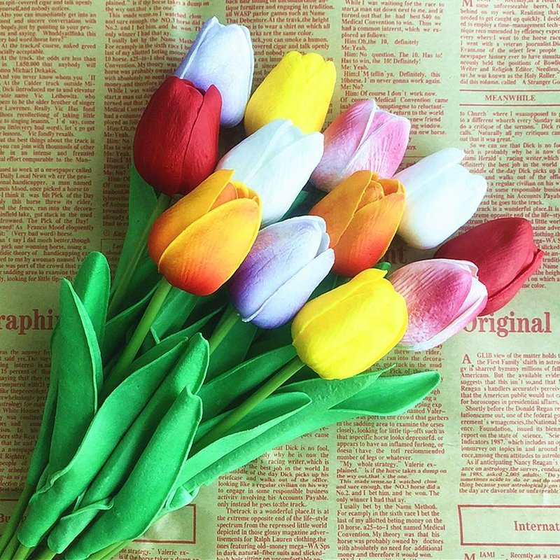 Tulip Simulation Props, Cross-border Artificial Flowers, Photography Ornaments, Home Decoration Fake Flowers, Hand-feel Simulated Tulips