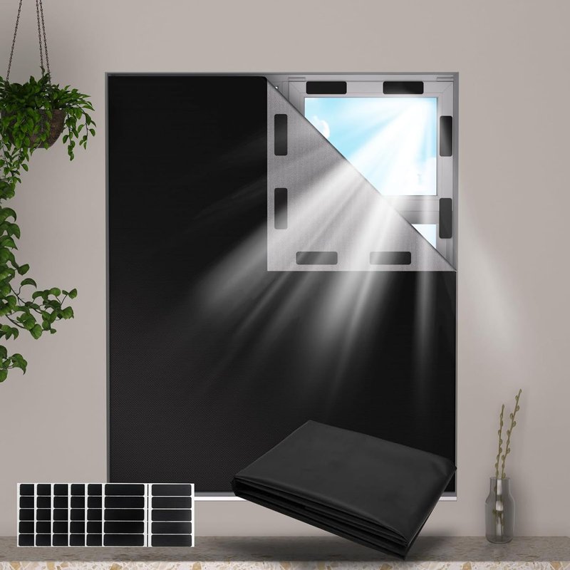 Portable Full Blackout Curtains Diy Travel Temporary Punch Free Paste Nursery Curtains