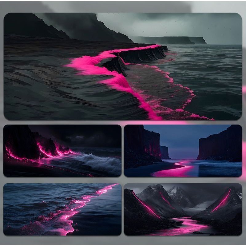 High-Quality Black Pink Advanced Beach Scenery Mouse Pad Extra Large Dormitory Gaming Office Computer Keyboard Desk Mat