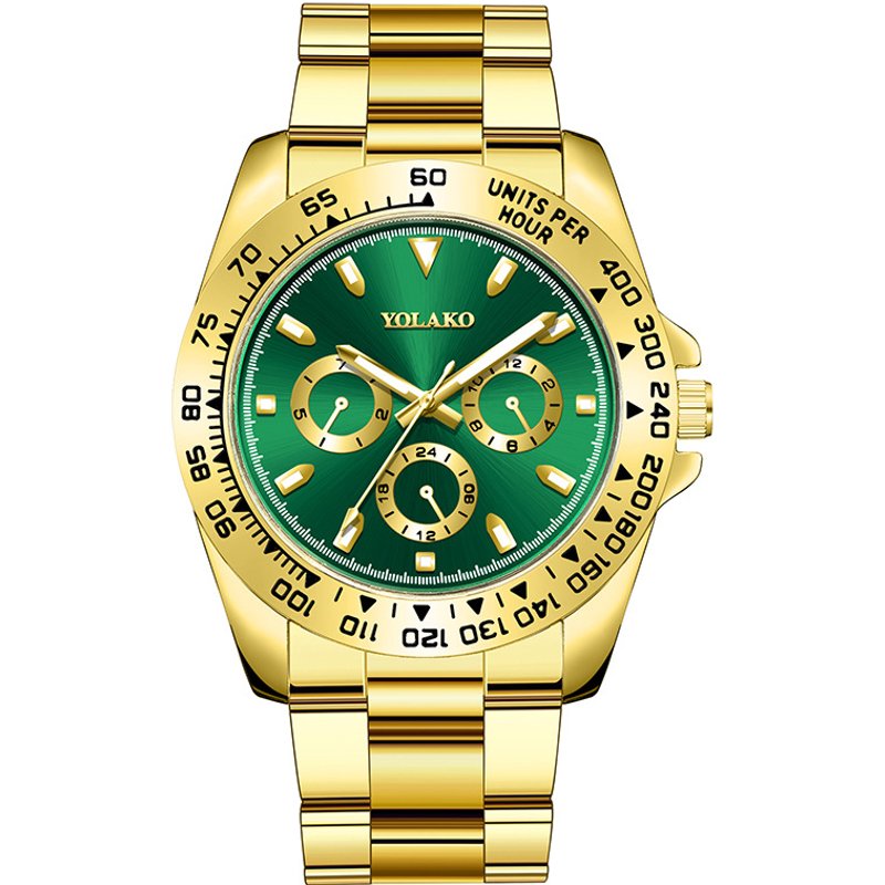 Golden Men's Watch, Men's Watch Steel Band Business Wristwatch, Luminous Quartz