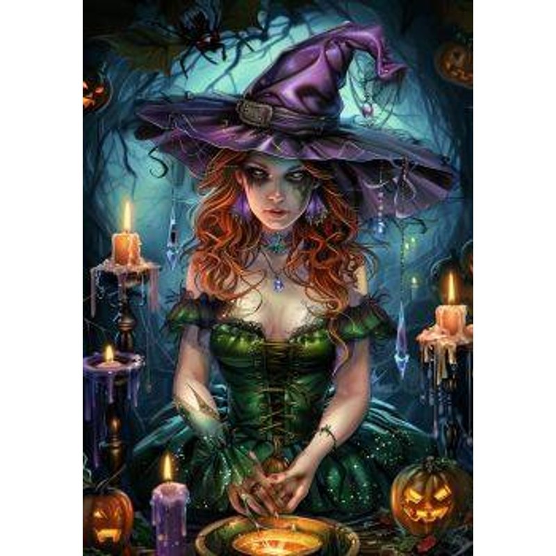 PhotoCustom 5d Diamond Painting Kits Little Witch HalloweenDiamond Embroidery Mosaic Crafts Decor