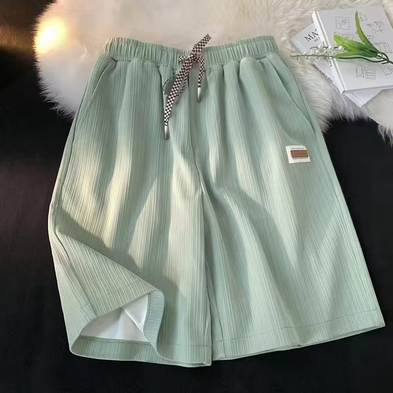 Men's Clothing Summer Ice Silk Shorts Loose Salt Series 3 Casual Wide Leg Mid Length Pants