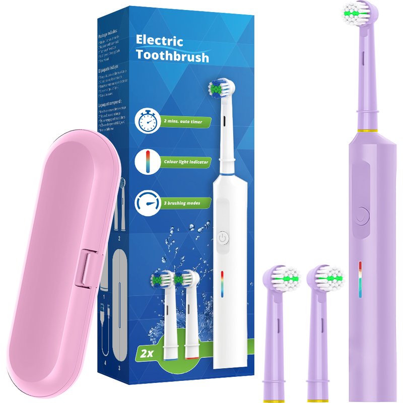 Intelligent Electric Toothbrush With 2 Heads, Rechargeable Rotating Electric Toothbrushes - 3 Modes And 2 Min Timer, Compatible With Oral B Brush Head