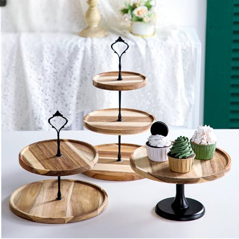 Solid Wood Dessert Stand - Elegant Multi-Level Display Stand For Cakes Fruits & Buffet Serving