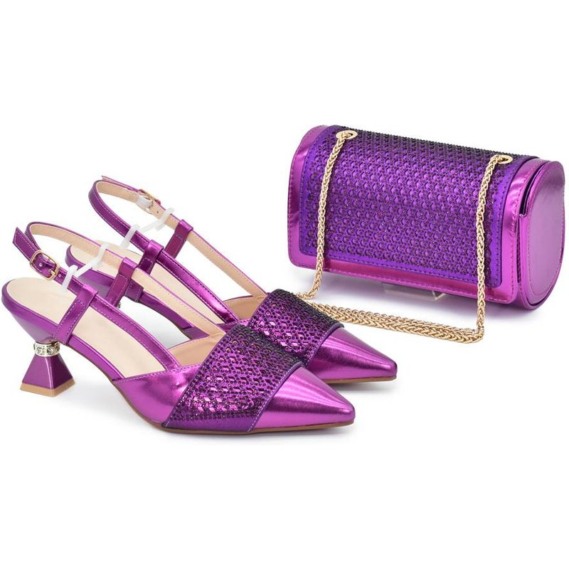 Women’s Shoes Bridal Heel Set – Pointed Toe Rhinestone Pumps With Matching Clutch (Elegant & Secure)