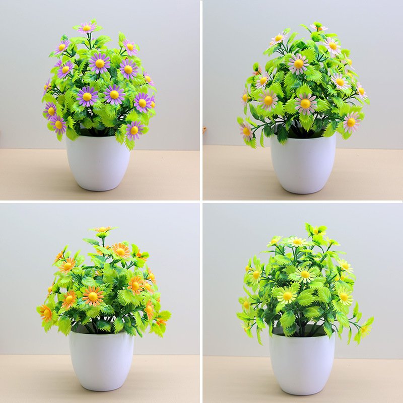 Home Furniture office home decoration simulation chrysanthemum potted desktop artificial flower bonsai ornaments small chrysanthemum simulation flower