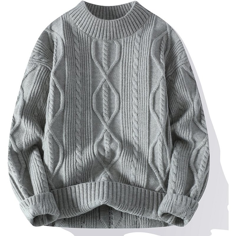 Men's autumn and winter new knitted sweater, fashionable and warm, solid color pullover, slim fit sweater, base sweater