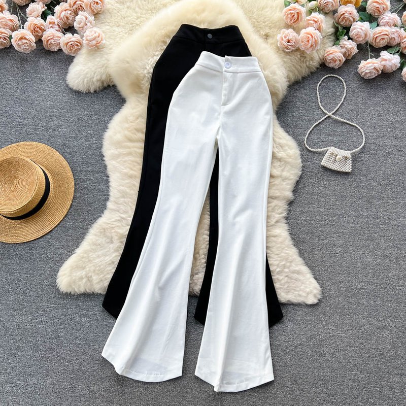 Women's Clothing Minimalist Suit Trousers High-end Pure Color, Versatile High Waist, Slim And Tall, Slim Fit, Slightly Flared Trousers