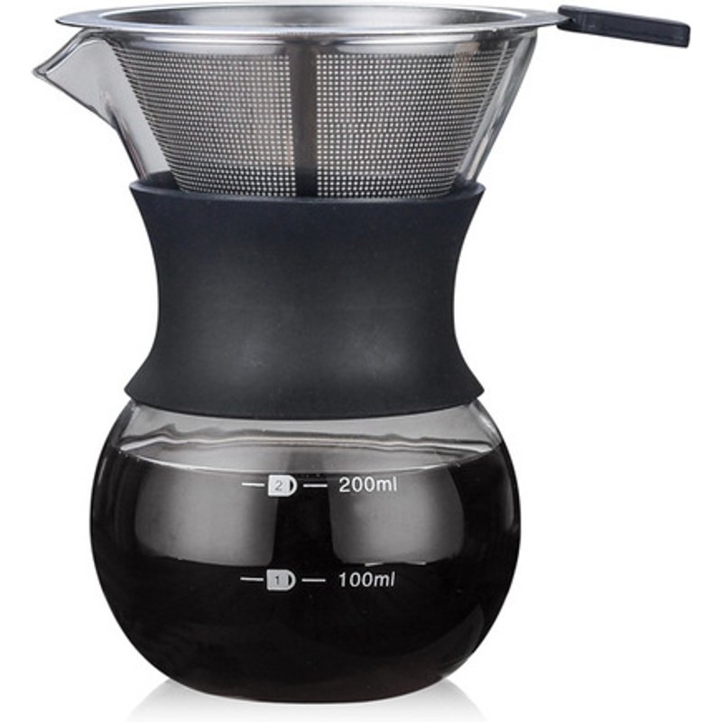 Reusable Glass Coffee Pot Manual Coffee Maker Stainless Steel Coffee Filter Durable Coffee Drip Pot Coffeeware 200/400ml
