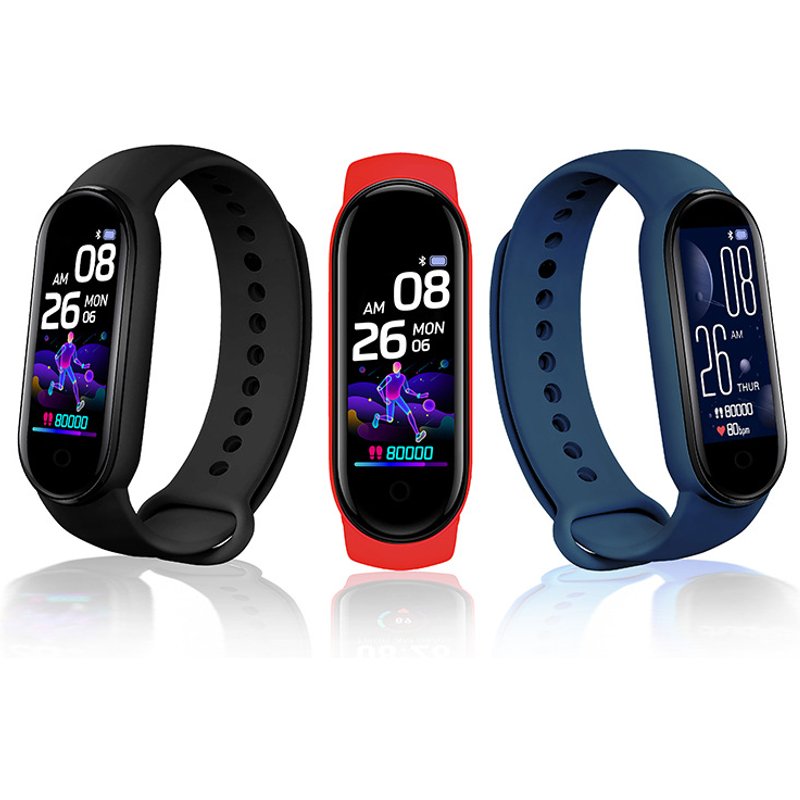 Bluetooth Exercise Heart Rate, Blood Oxygen and Blood Pressure Monitor, Sleep Health Monitoring Reminder, M6 Adjustable Waterproof M5 Smart Bracelet