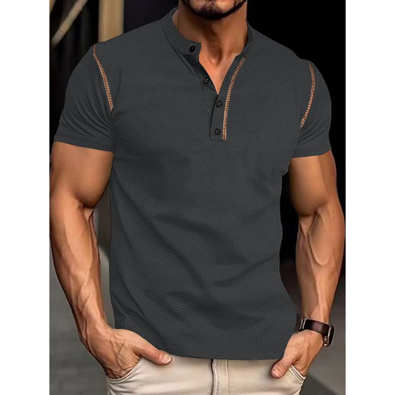 Men's Clothing European And American Men's Summer Retro Color Matching Casual Loose Button Placket Pineapple Short Sleeved Men's Polo Shirt